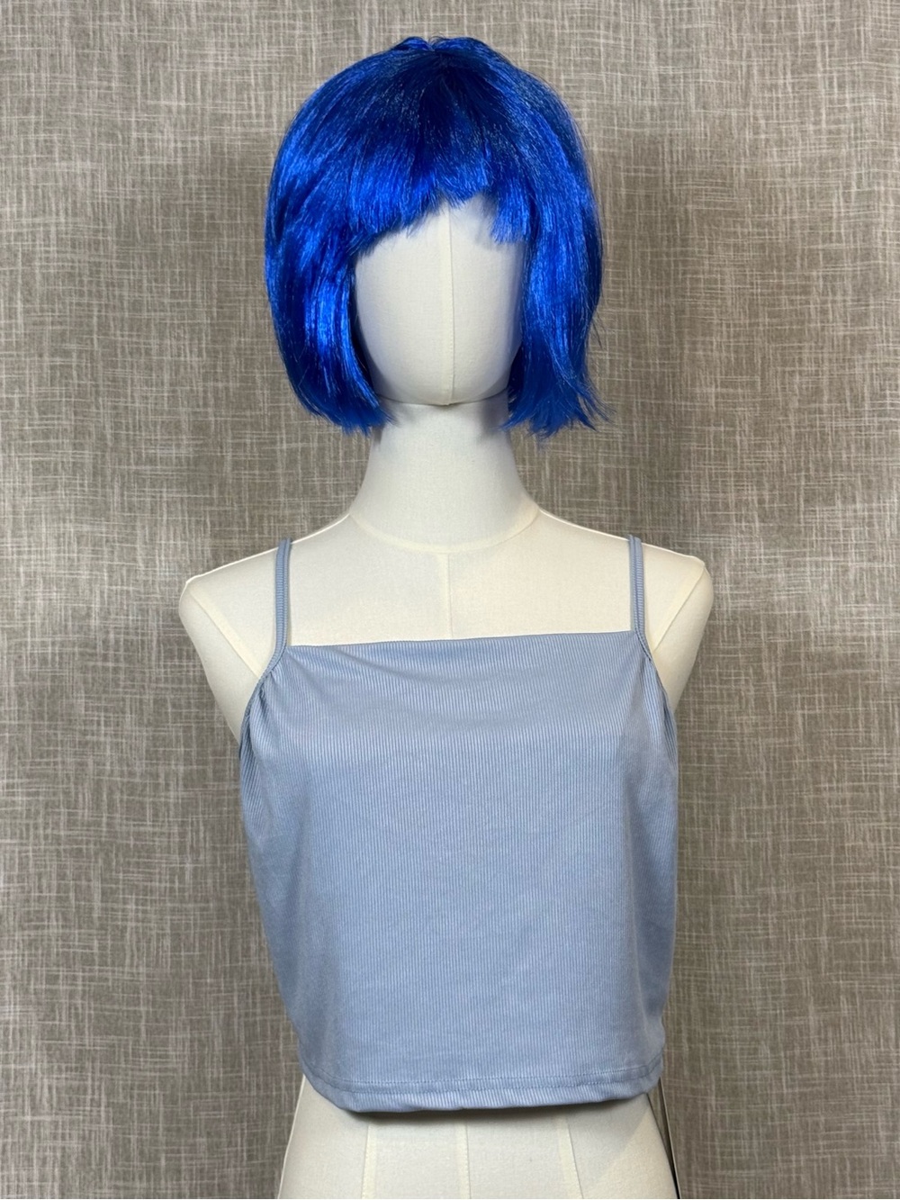 Light Blue Ribbed Spaghetti Strap Crop Tank Top
